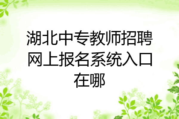 湖北中专教师招聘网上报名系统入口在哪