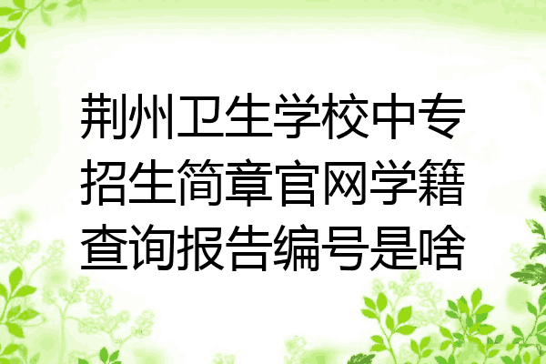 荆州卫生学校中专招生简章官网学籍查询报告编号是啥