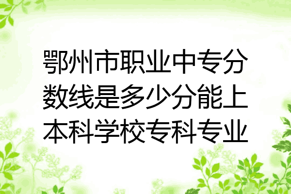 鄂州市职业中专分数线是多少分能上本科学校专科专业