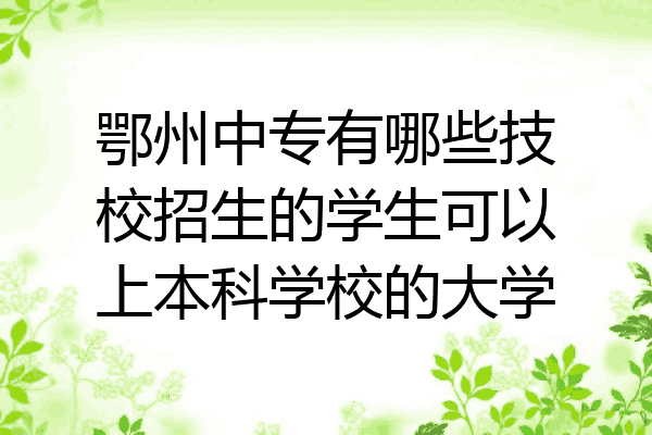 鄂州中专有哪些技校招生的学生可以上本科学校的大学
