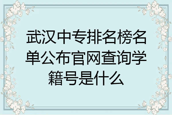 武汉中专排名榜名单公布官网查询学籍号是什么