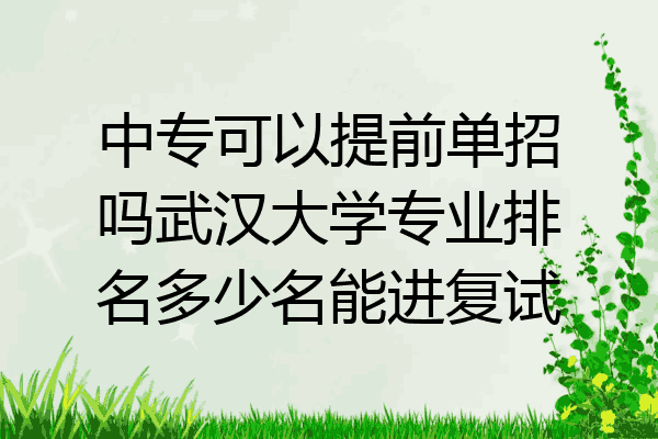 中专可以提前单招吗武汉大学专业排名多少名能进复试