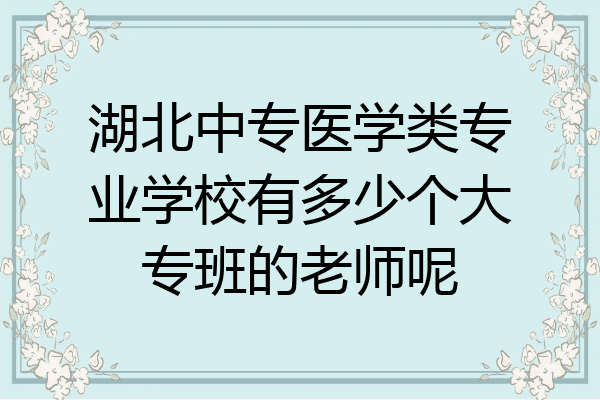 湖北中专医学类专业学校有多少个大专班的老师呢
