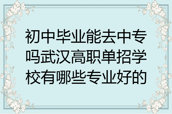 初中毕业能去中专吗武汉高职单招学校有哪些专业好的
