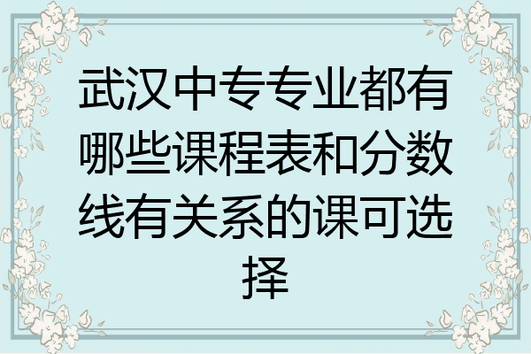 武汉中专专业都有哪些课程表和分数线有关系的课可选择
