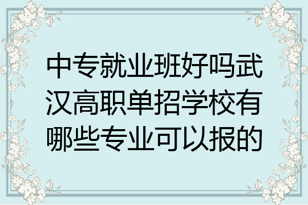 中专就业班好吗武汉高职单招学校有哪些专业可以报的