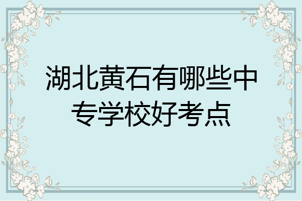湖北黄石有哪些中专学校好考点