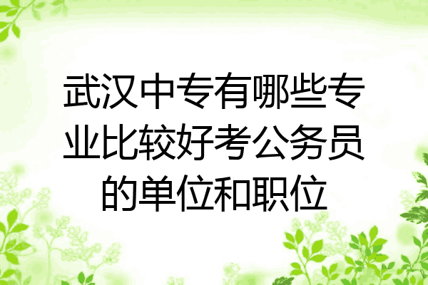 武汉中专有哪些专业比较好考公务员的单位和职位