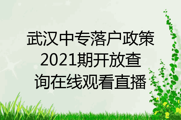 武汉中专落户政策2021期开放查询在线观看直播