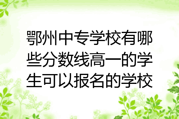 鄂州中专学校有哪些分数线高一的学生可以报名的学校