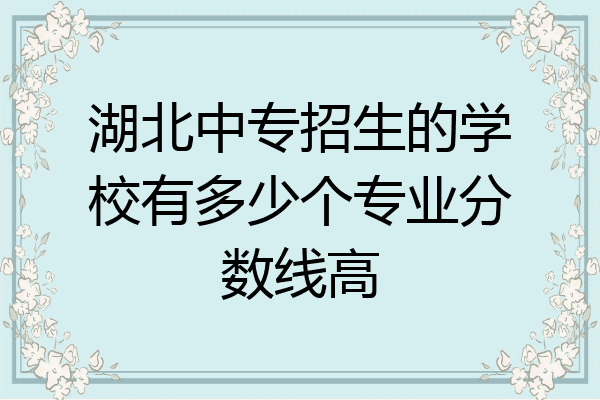 湖北中专招生的学校有多少个专业分数线高