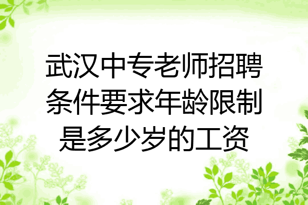 武汉中专老师招聘条件要求年龄限制是多少岁的工资