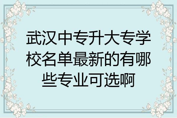 武汉中专升大专学校名单最新的有哪些专业可选啊