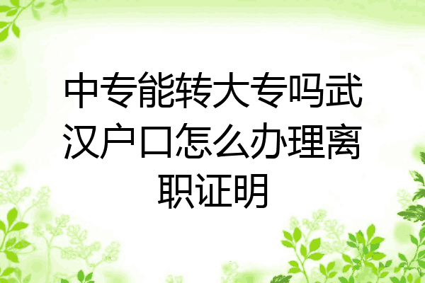 中专能转大专吗武汉户口怎么办理离职证明