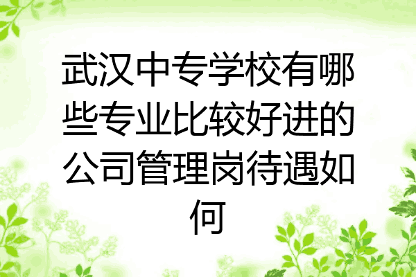 武汉中专学校有哪些专业比较好进的公司管理岗待遇如何