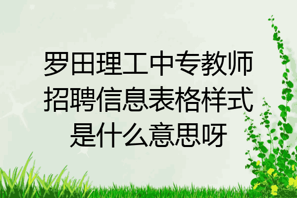 罗田理工中专教师招聘信息表格样式是什么意思呀