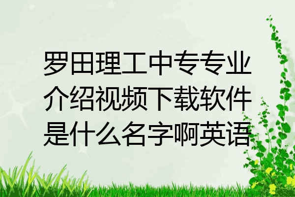 罗田理工中专专业介绍视频下载软件是什么名字啊英语