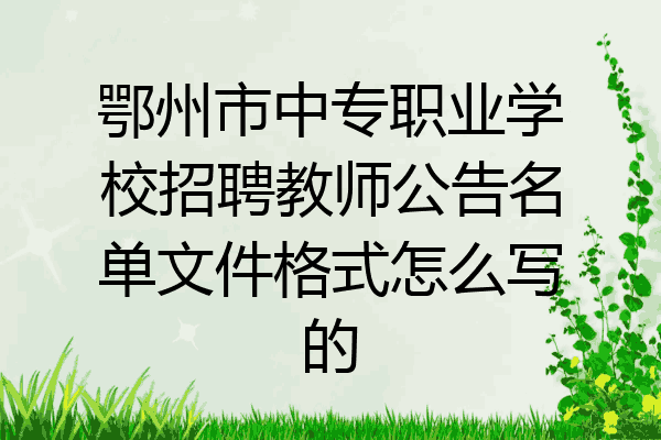鄂州市中专职业学校招聘教师公告名单文件格式怎么写的