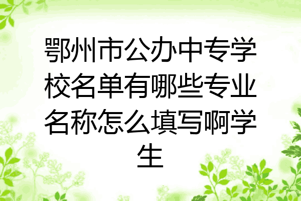 鄂州市公办中专学校名单有哪些专业名称怎么填写啊学生