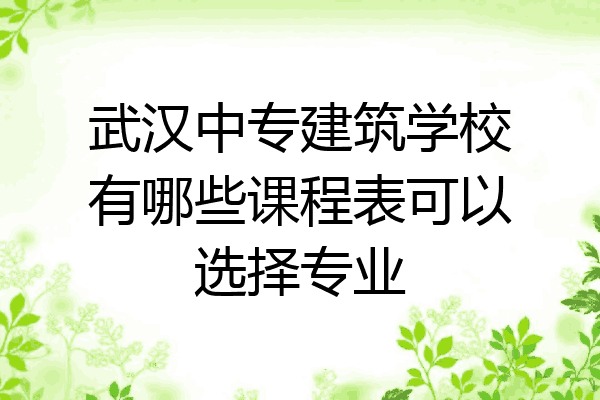 武汉中专建筑学校有哪些课程表可以选择专业