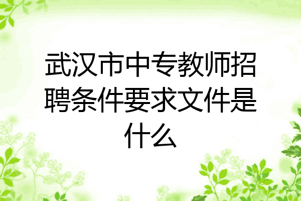武汉市中专教师招聘条件要求文件是什么