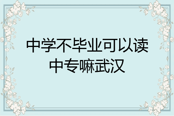 中学不毕业可以读中专嘛武汉