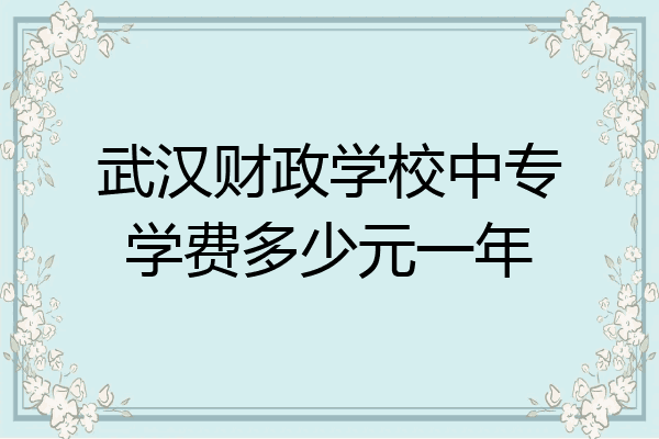 武汉财政学校中专学费多少元一年