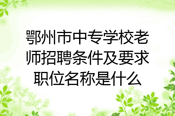 鄂州市中专学校老师招聘条件及要求职位名称是什么