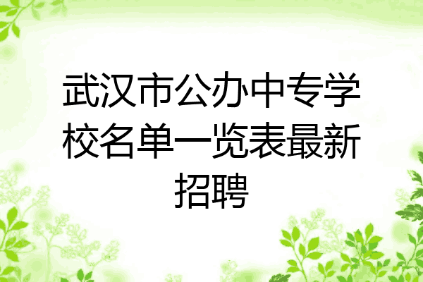 武汉市公办中专学校名单一览表最新招聘