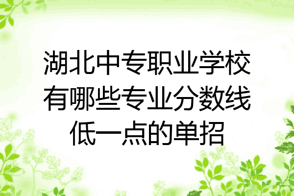 湖北中专职业学校有哪些专业分数线低一点的单招