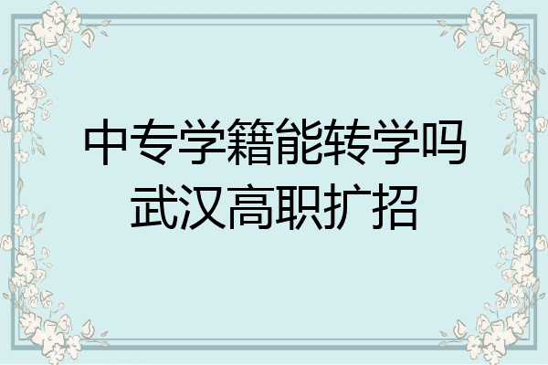 中专学籍能转学吗武汉高职扩招