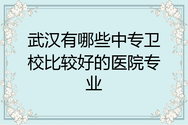 武汉有哪些中专卫校比较好的医院专业