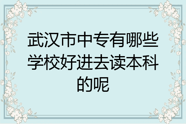 武汉市中专有哪些学校好进去读本科的呢