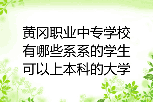 黄冈职业中专学校有哪些系系的学生可以上本科的大学