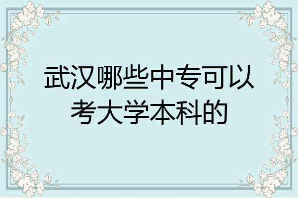 武汉哪些中专可以考大学本科的