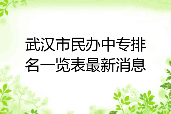 武汉市民办中专排名一览表最新消息