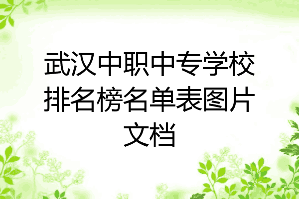 武汉中职中专学校排名榜名单表图片文档
