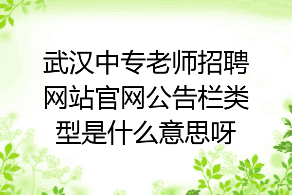 武汉中专老师招聘网站官网公告栏类型是什么意思呀