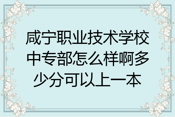 咸宁职业技术学校中专部怎么样啊多少分可以上一本
