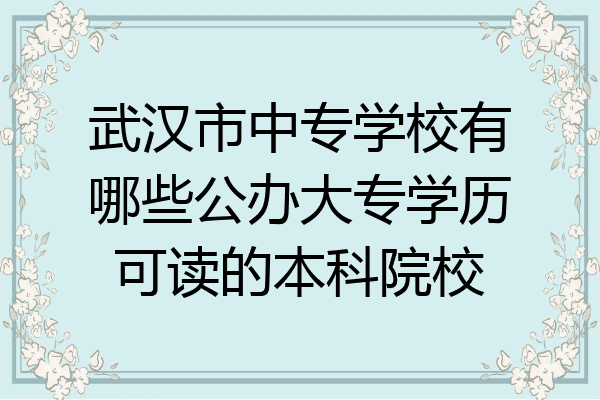 武汉市中专学校有哪些公办大专学历可读的本科院校