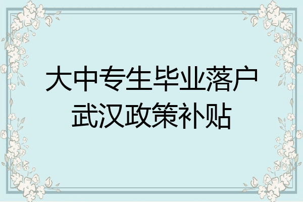 大中专生毕业落户武汉政策补贴
