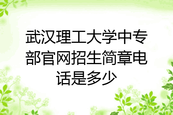 武汉理工大学中专部官网招生简章电话是多少