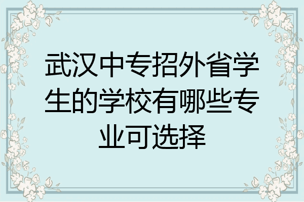 武汉中专招外省学生的学校有哪些专业可选择
