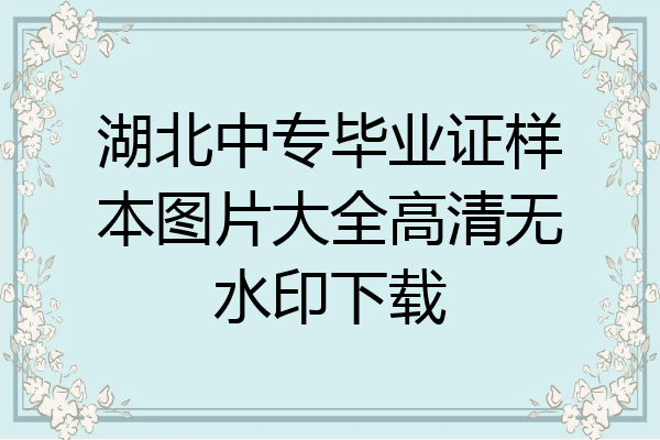 湖北中专毕业证样本图片大全高清无水印下载