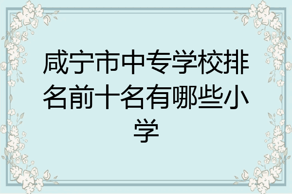 咸宁市中专学校排名前十名有哪些小学