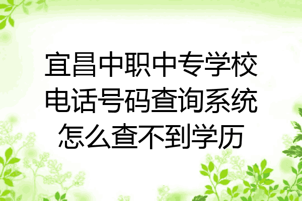 宜昌中职中专学校电话号码查询系统怎么查不到学历