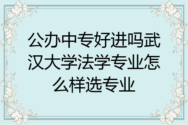 公办中专好进吗武汉大学法学专业怎么样选专业