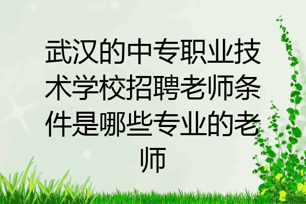 武汉的中专职业技术学校招聘老师条件是哪些专业的老师