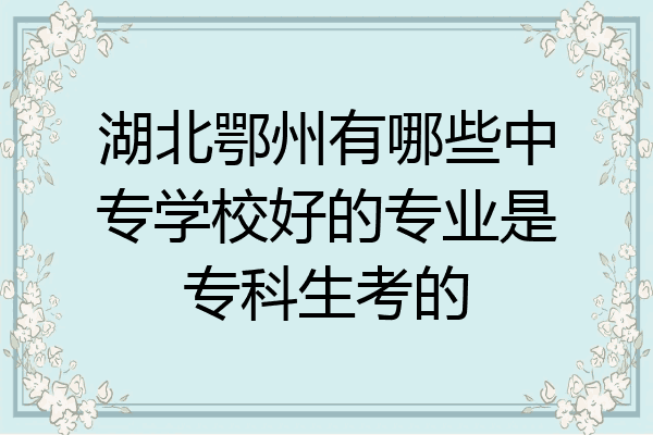 湖北鄂州有哪些中专学校好的专业是专科生考的