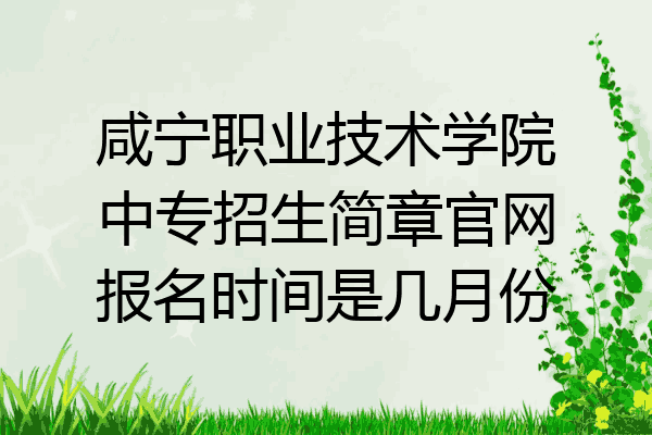 咸宁职业技术学院中专招生简章官网报名时间是几月份